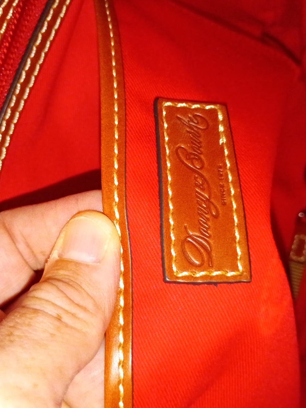Dooney & Bourke Hot Pink Leather Tote with Brown Handles - Picture 8 of 10